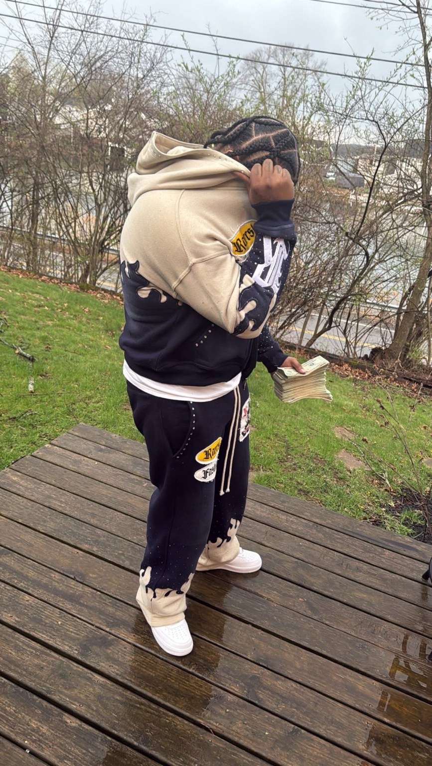 Cream and black, on the deck — RAREST Fashion tracksuit