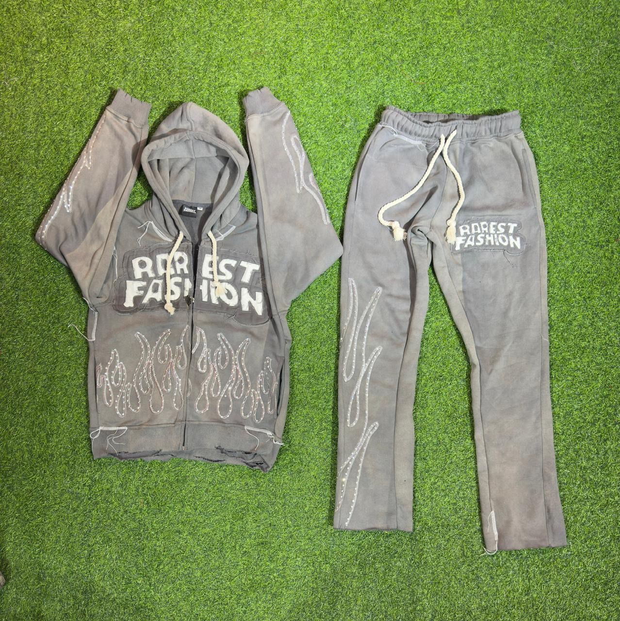 RF Original rhinestone tracksuit in Charcoal
