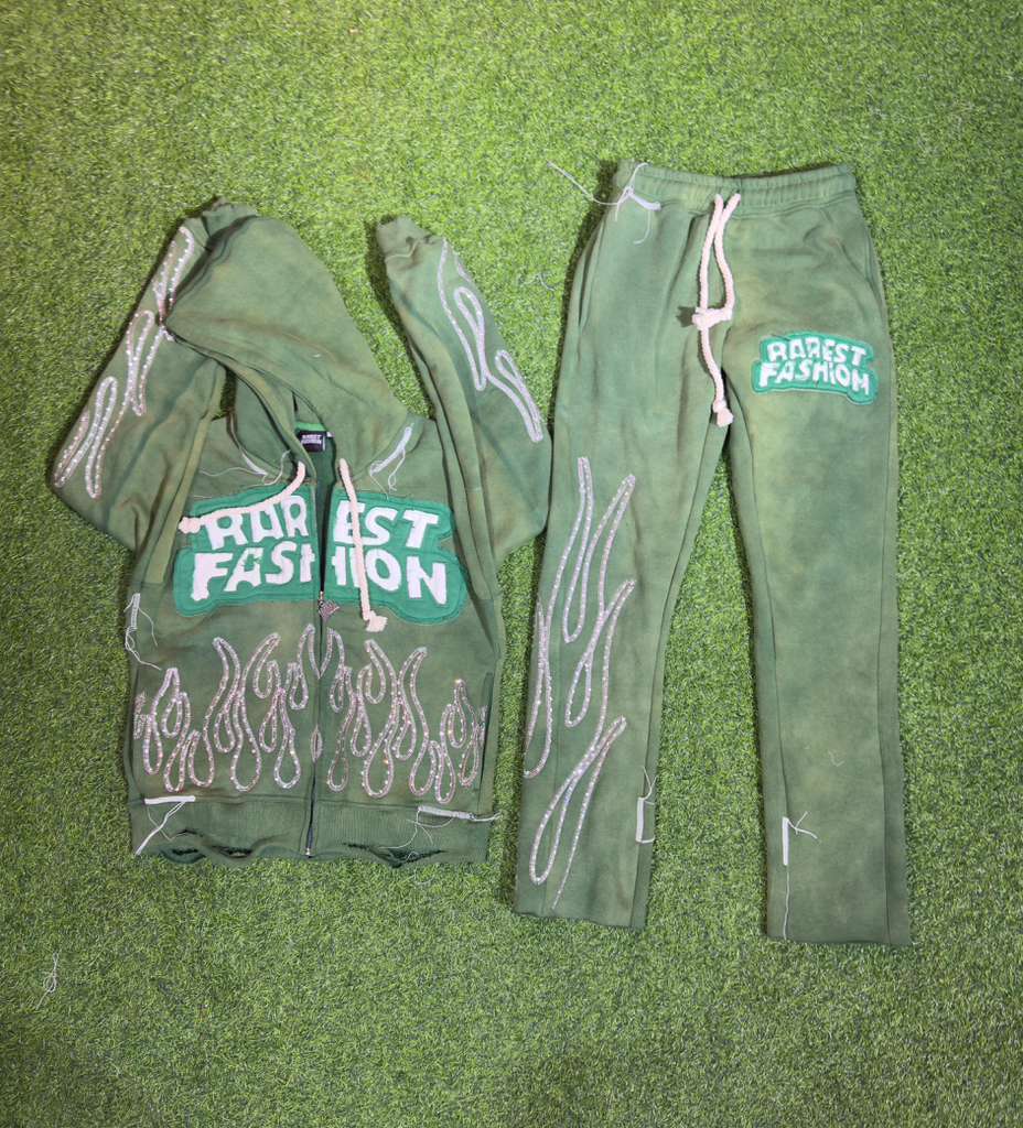 RF Original rhinestone tracksuit in Forest Green