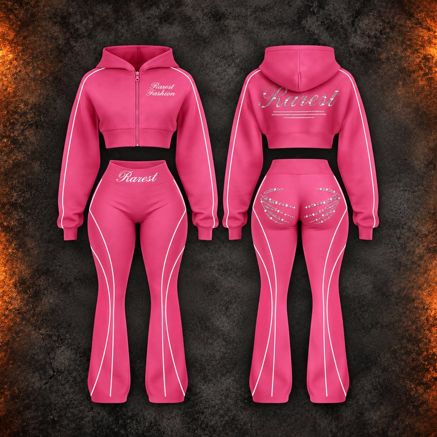 Women’s RAREST cropped zip-up and flared trousers in pink